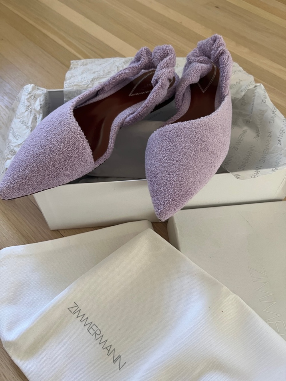 Zimmermann Lavender Textured Pointed-Toe Flats